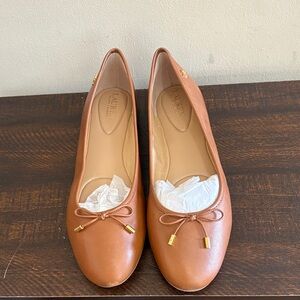 Lauren Ralph Lauren Brown Leather Flats with Gold Details